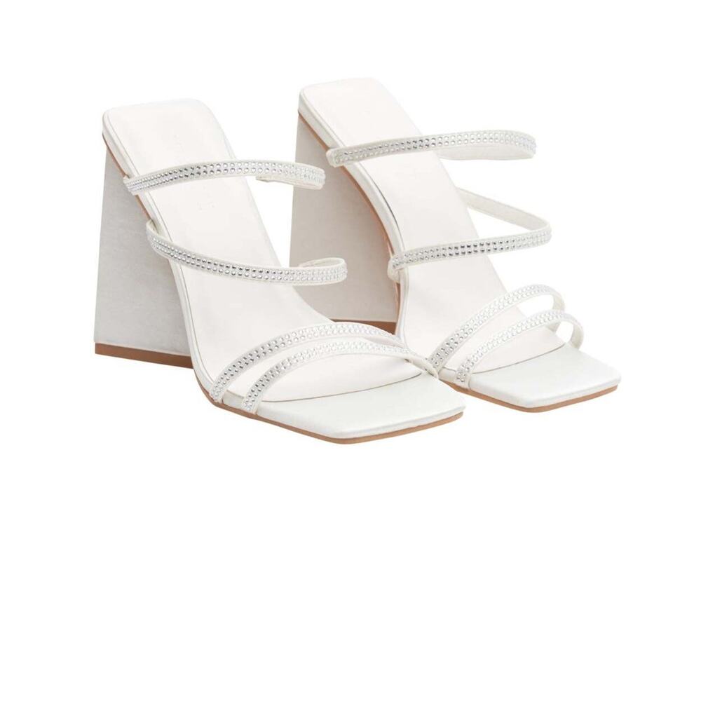 Strap Block Heeled Sandals- Ivory Sz: 38/US: 7
